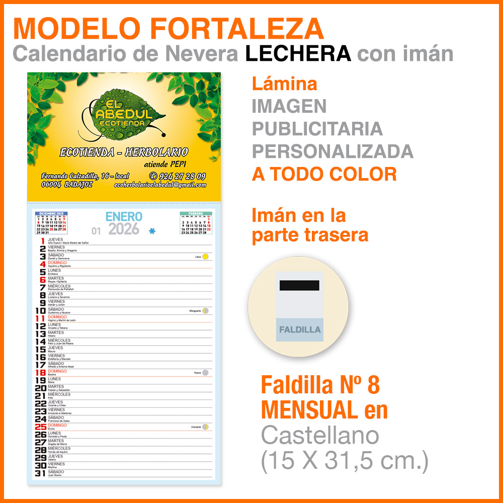 Modelo Fortaleza Lechera Mini · Lámina con imán para nevera