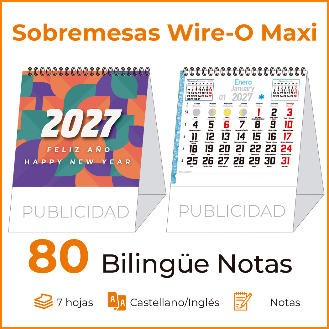Sobremesa MAXI 80 MENSUAL NOTAS BILINGUE