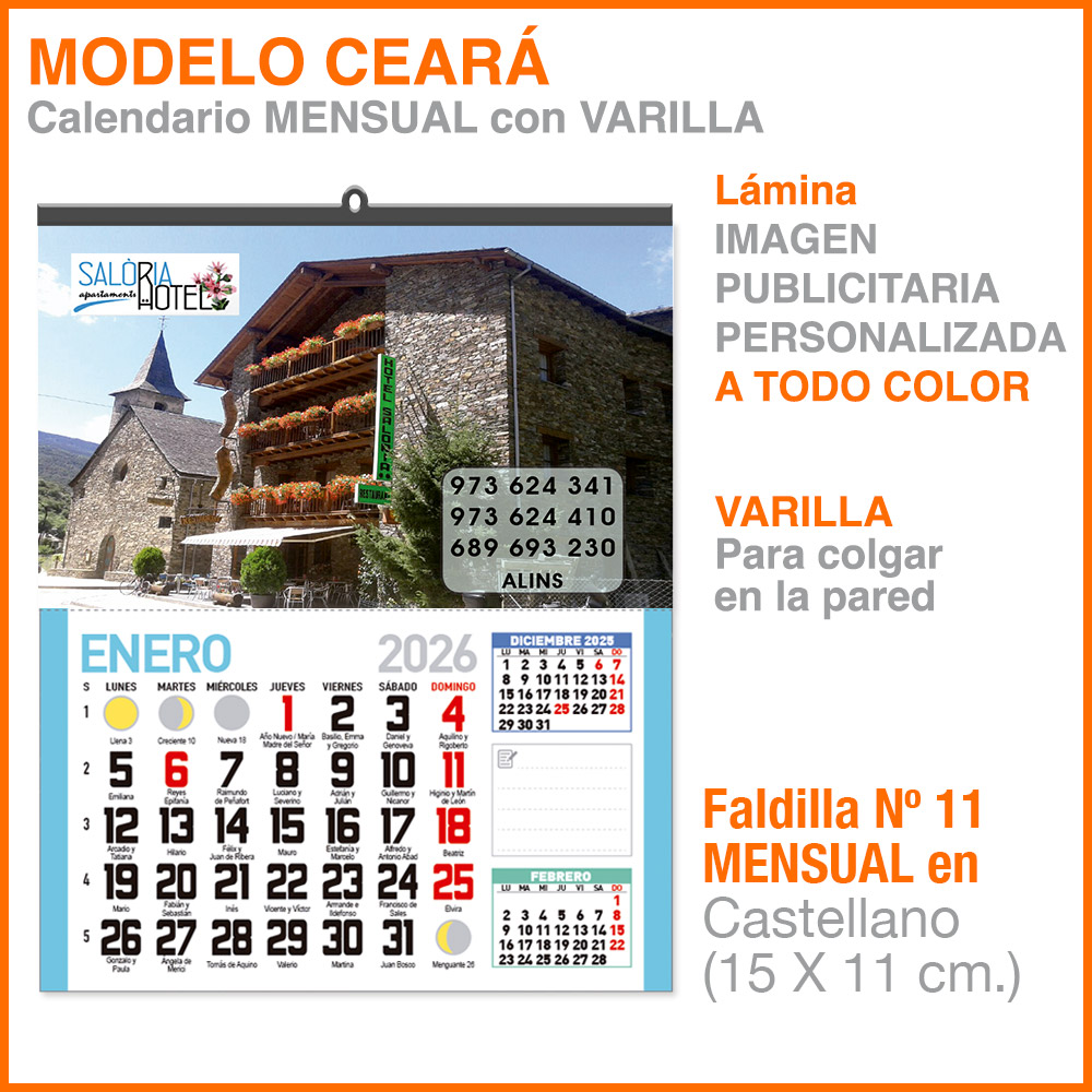 Modelo Ceará · Lámina con faldilla mensual Mini de 15 cm.