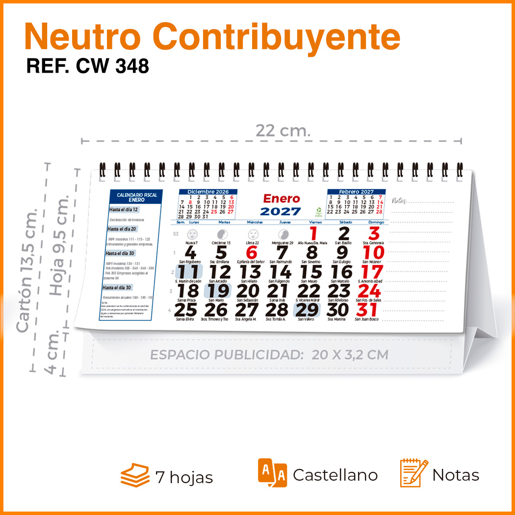 Sobremesa NEUTRO CONTRIBUYENTE Ref.: CW 348