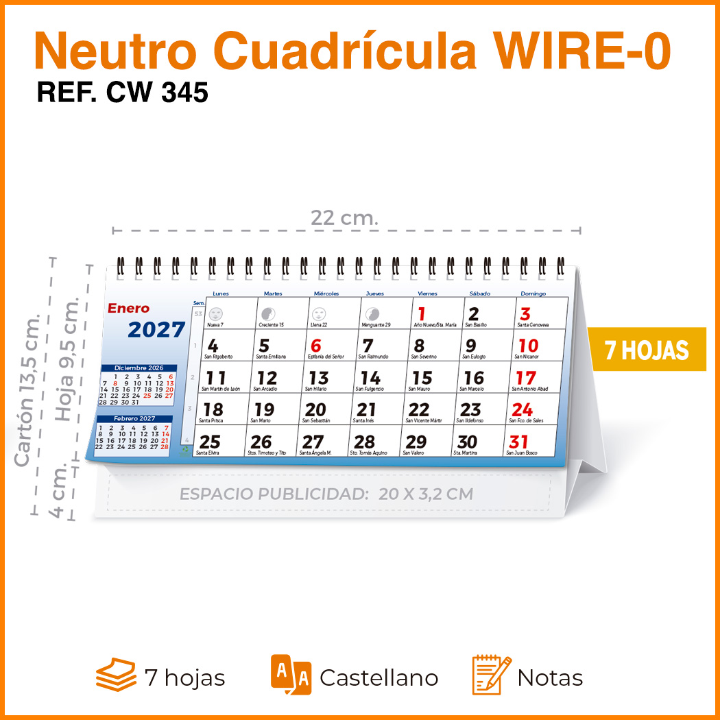 Sobremesa NEUTRO CUADRÍCULA Ref.: CW 345