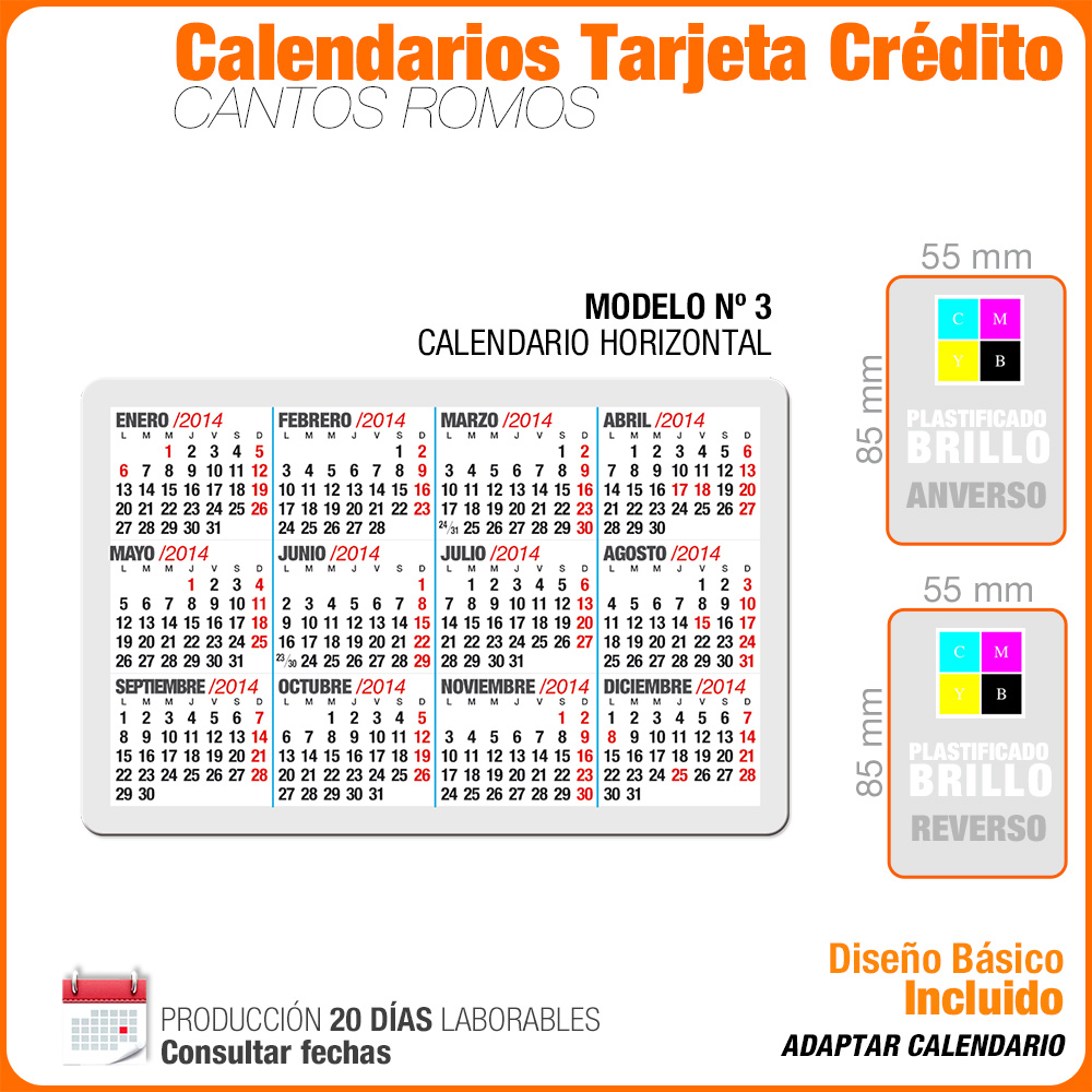 Calendarios TAMAÑO CRÉDITO Totalmente Personalizados - Imagen 4