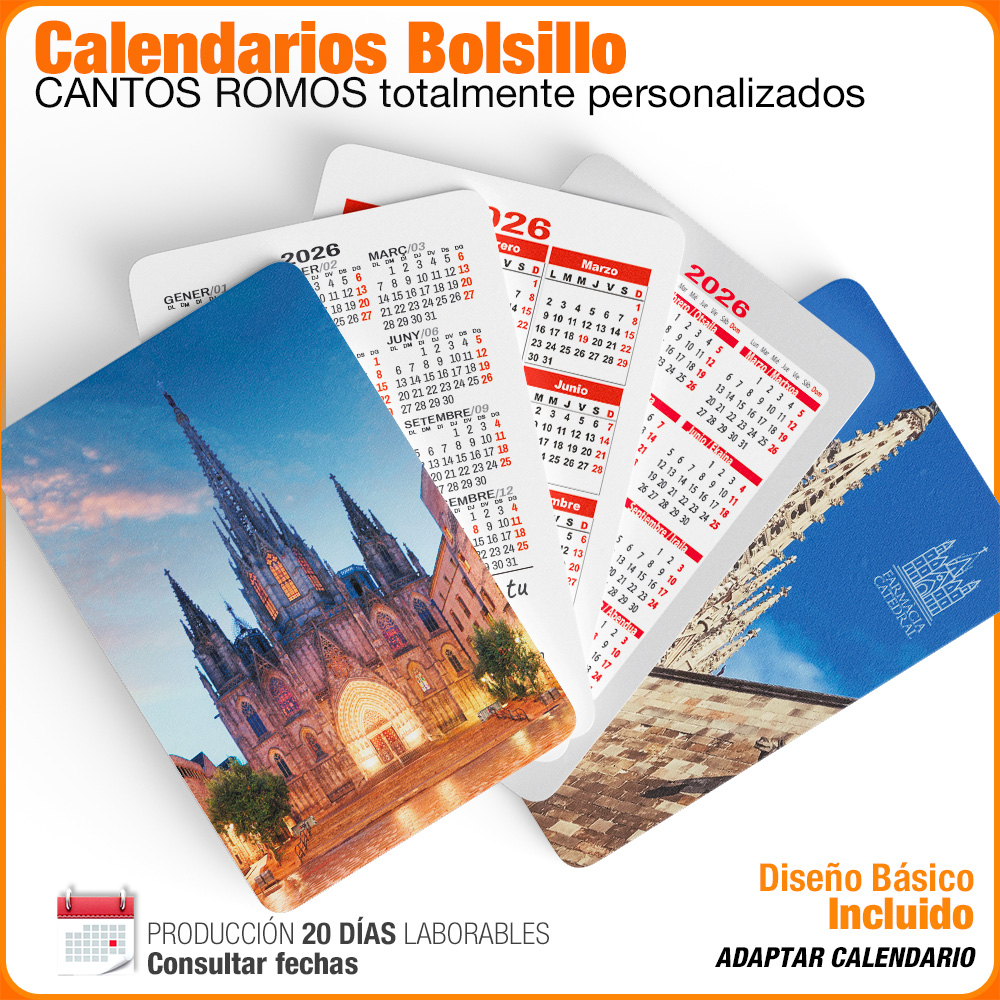 Calendarios de BOLSILLO Totalmente Personalizados