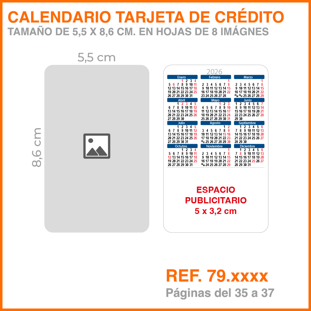 Calendario Tipo Tarjeta de Crédito – Reimpresión Catálogo - Imagen 2