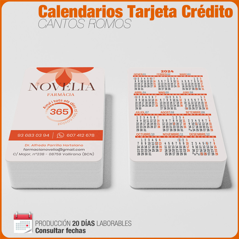 Calendarios TAMAÑO CRÉDITO Totalmente Personalizados - Imagen 5