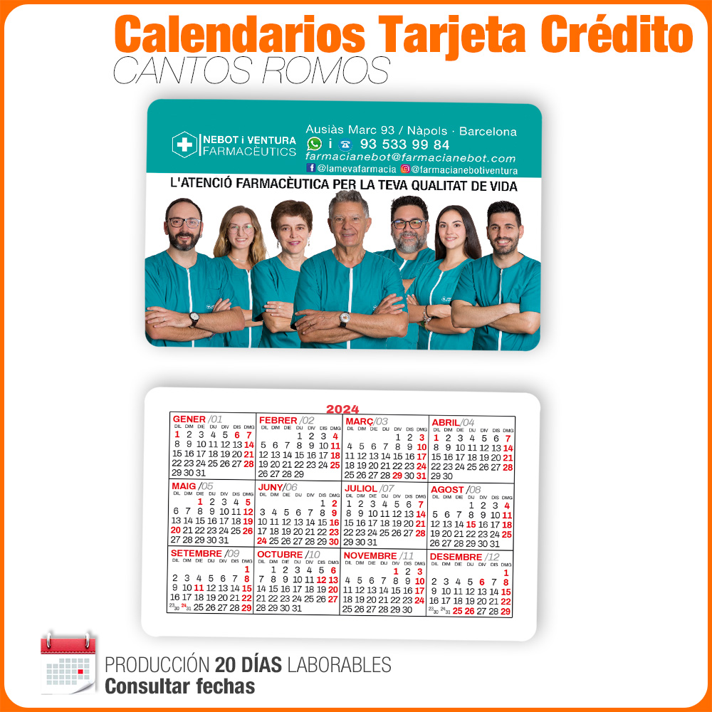 Calendarios TAMAÑO CRÉDITO Totalmente Personalizados - Imagen 7
