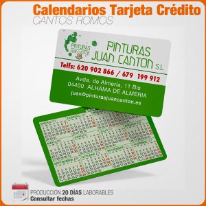 Calendarios TAMAÑO CRÉDITO Totalmente Personalizados