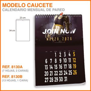 Modelo Caucete · Calendario  mensual de pared
