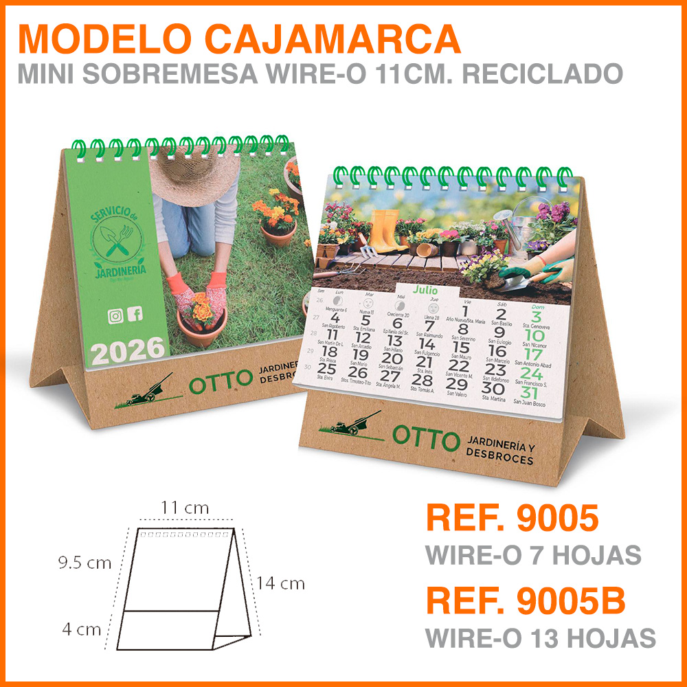 Modelo Cajamarca · Calendario Mini de sobremesa wire-o RECICLADO