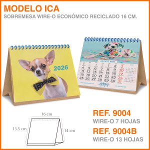 Modelo Ica · Calendario pequeño de sobremesa wire-o  ECONÓMICO RECICLADO