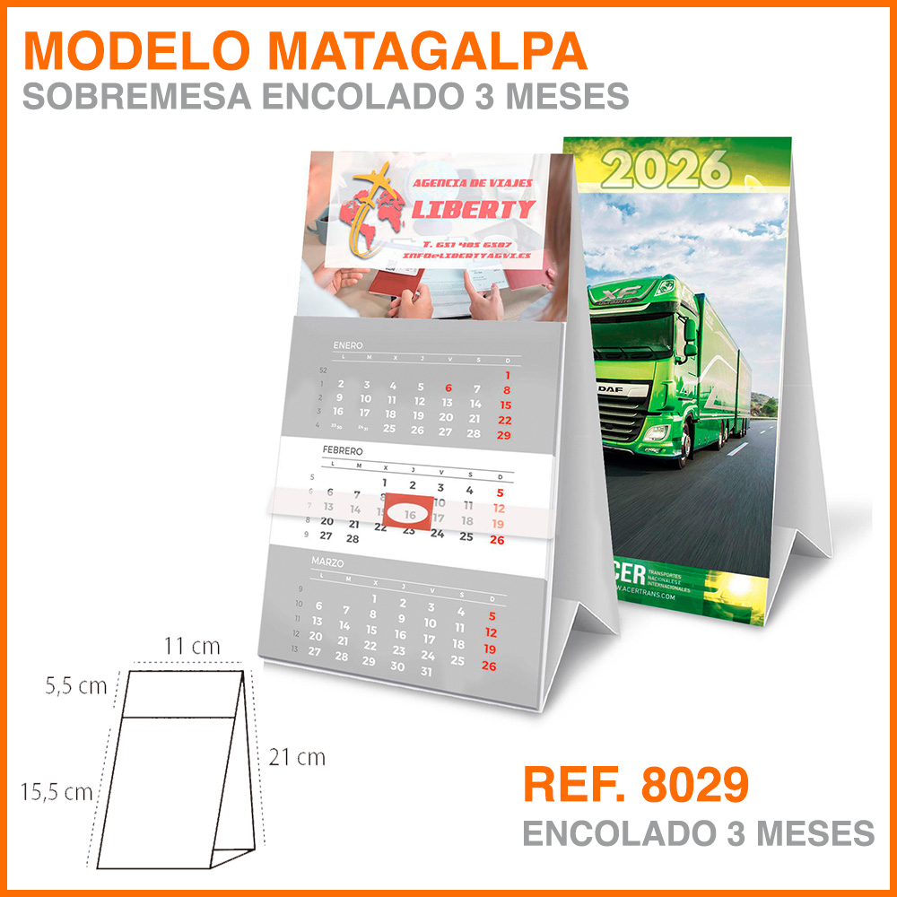 Modelo Matagalpa · Calendario Trimestral encolado