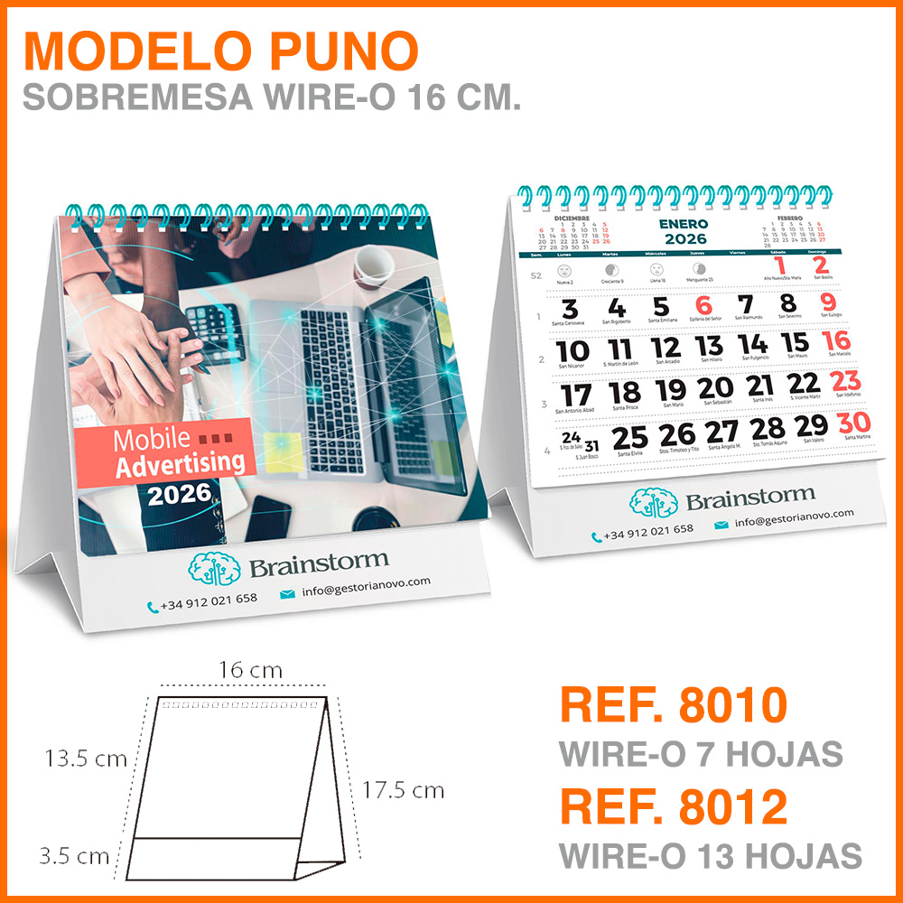 Modelo Puno · Calendario pequeño de sobremesa wire-o - Imagen 2