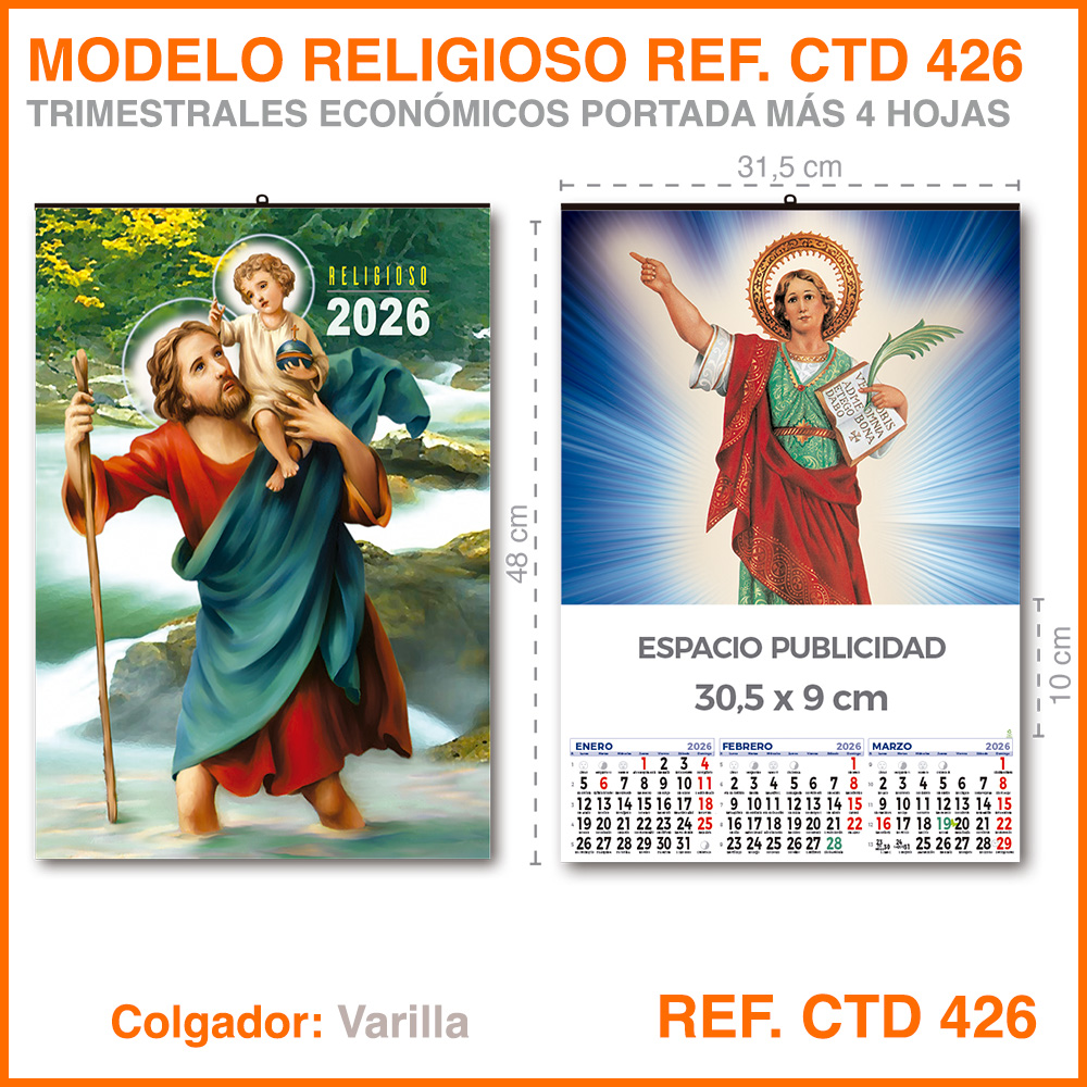 Calendario Trimestral · Modelo  RELIGIOSO - REF. CTD 426