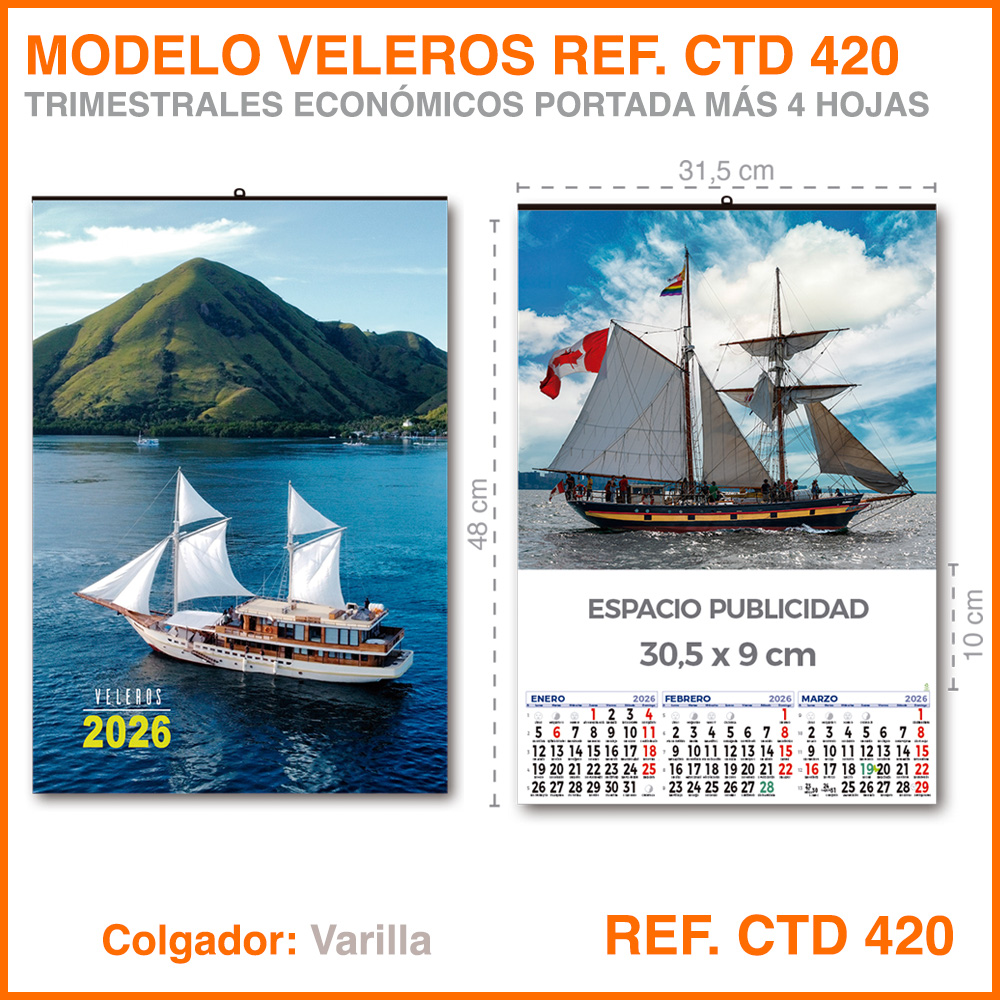Calendario Trimestral · Modelo VELEROS - REF. CTD 420