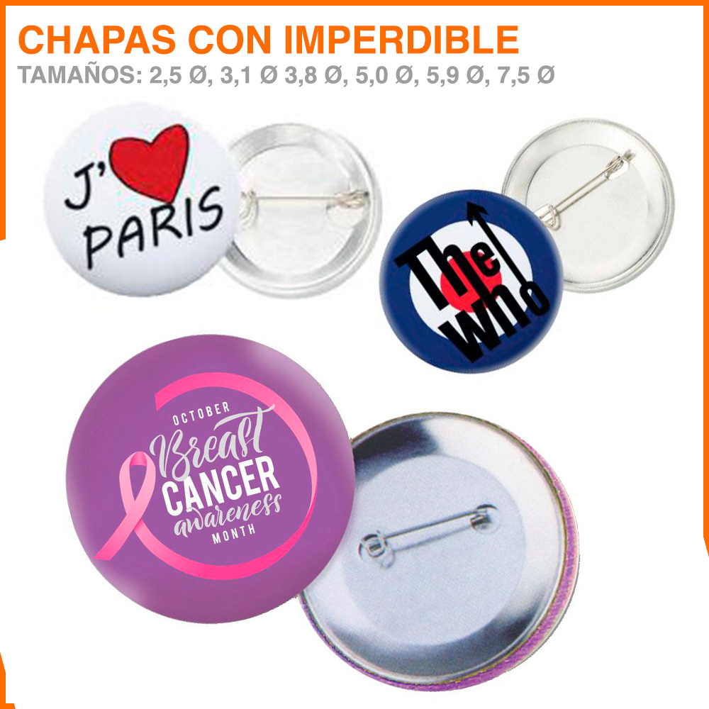 Chapas con Imperdible «Pin-Up Color»